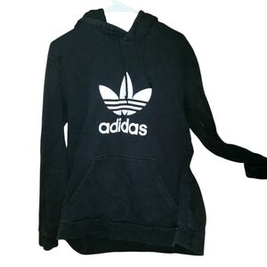 Adidas Vintage Black Hoodie with White Trefoil Logo